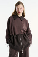 Wide Collar Trimmed Wide-Leg Trouser Set