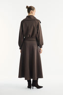 Wide Collar Zippered Scuba Skirt Set