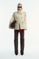 Epaulette Detailed Short Trench Coat