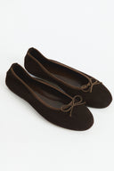 Bow Detail Genuine Suede Leather Ballerinas