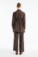 Button Detail Ribbed Pants Set
