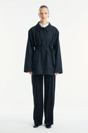 Parka with Contrast Collar and Tape Detail