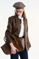Liora Contrast Collar Suede Jacket