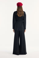 Shawl Collar Belted Ribbed Trouser Set