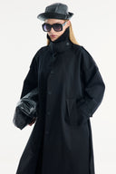 Long Trench Coat with Epaulet and Belt Detail