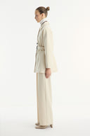 Button-Detailed Belted Jacket