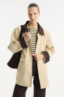 Parka with Contrast Collar and Tape Detail