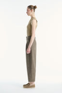Velvet-Look Trousers with Dart Detail and Diagonal Design
