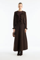 Ruffle Detailed Knitted Skirt Set - Bitter Coffee