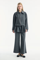 Ruffled Look Zippered Pants Set