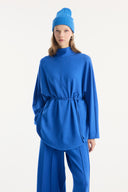 Stand-Up Collar Belted Set with Comfortable Trousers