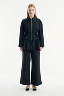 Ruffled Look Zippered Pants Set