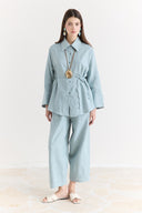 Organic Linen Shirt with Sleeve Cuff Detail