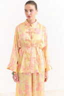 Sophia Satin Printed Yoryo Chiffon Pants Set