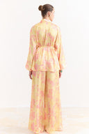 Sophia Satin Printed Yoryo Chiffon Pants Set