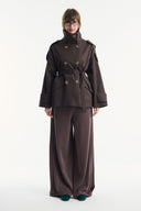 Epaulet Detailed Short Trench Coat
