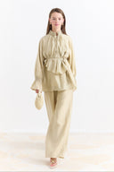 Trousers Suit with Arm and Ruffle Detail