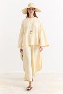 Linen Trousers Set with Waist Tie Detail
