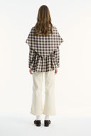 Detachable Shawl Collar Cotton Plaid Shirt