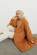 Nora Balloon Sleeve Wool Coat - Cinnamon