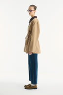 Parka with Contrast Collar and Tape Detail
