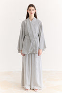 Jacket Collar Striped Trouser Set