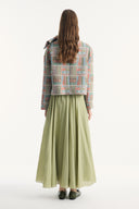 Ethnic Patterned Gold Button Jacket with Neck Bow