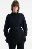 Belted Detail Stand-Up Collar Relaxed Trouser Set