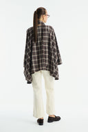 Mock Neck Plaid Poncho