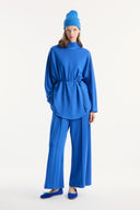 Stand-Up Collar Belted Set with Comfortable Trousers