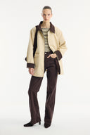 Parka with Contrast Collar and Tape Detail