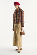 Ethnic Patterned Jacket with Collar Bow and Gold Buttons
