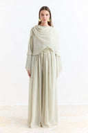 Shoulder Pleat Detail Yoryo Chiffon Pants Set