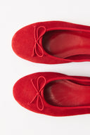 Bow-Detail Genuine Suede Leather Ballerinas