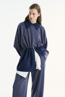 Wide Collar Trimmed Wide-Leg Trouser Set
