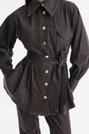 Gold Button Detailed Denim Set