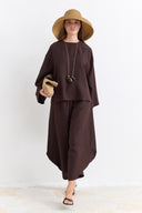 Linen Trousers Set with Waist Tie Detail