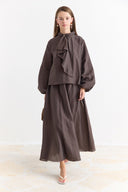 Collar Detail Skirt Set
