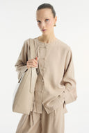 Button-Detailed Trousers Set
