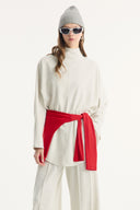Stand-Up Collar Belted Set with Comfortable Trousers