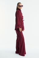 Suede Shirt with Front Button Placket