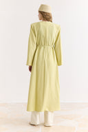 Draped Abaya Dress with Padded Shoulders and Wrap Closure