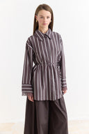 Lace-Detail Striped Shirt