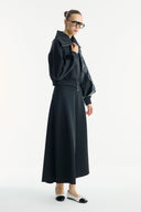 Wide-Collar Zip-Up Scuba Skirt Set