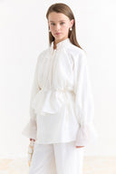 Trouser Set with Ruffle Sleeve Details