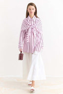 Lace Detail Striped Shirt