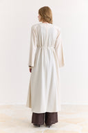 Draped Abaya Dress with Padded Shoulders and Wrap Closure