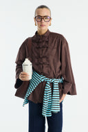 Suede Shirt with Front Button Placket