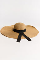 Ribbon Detailed Extra Wide Straw Hat