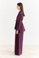 Button-Detail Linen Trouser Set